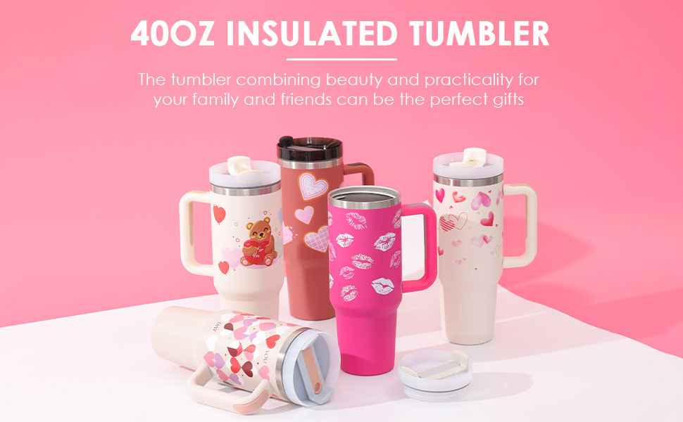40 oz Insulated Tumbler with Handle & Straw — Stainless Steel Leak-Proof Travel Coffee Cup for Gym, Car & Office