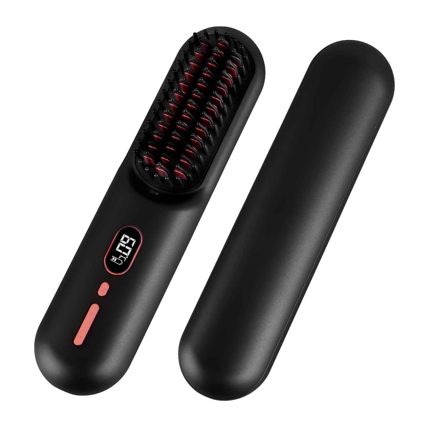 Cordless Hair Straightener Brush with 12 Heat Settings & LCD Display - Rechargeable Negative Ion Anti-Frizz Straightening Comb for Travel - Health Hive