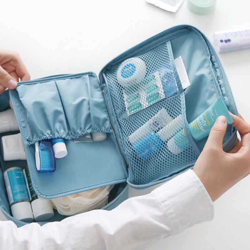 Waterproof Travel Makeup Bag — Large Capacity Cosmetic Organizer with Multi-Pocket Divider for Women
