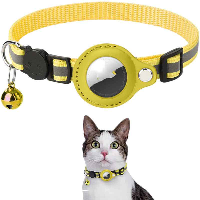 Reflective Dog & Cat Collar with AirTag Holder — Waterproof Nylon GPS Tracking Collar for Pets | Safe Night Walks