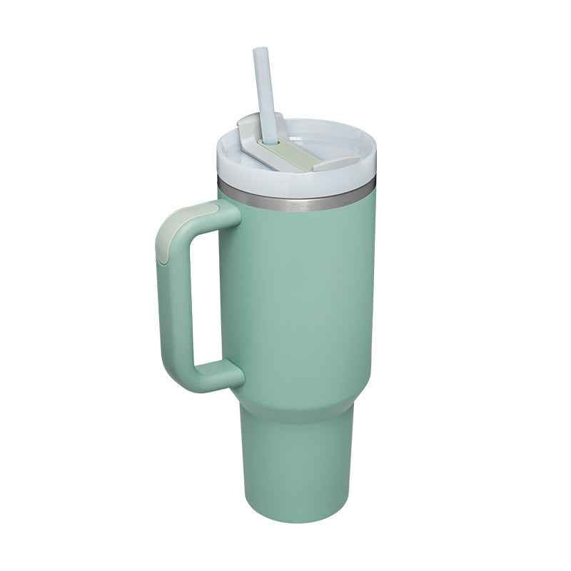 40 oz Insulated Tumbler with Handle & Straw — Stainless Steel Leak-Proof Travel Coffee Cup for Gym, Car & Office