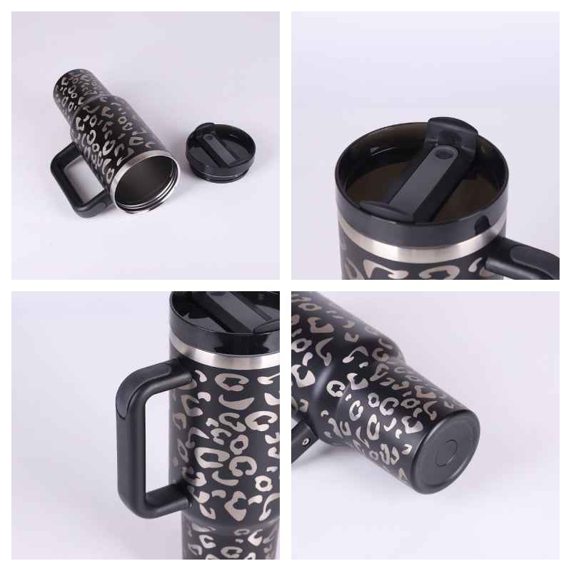 40 oz Insulated Tumbler with Handle & Straw — Stainless Steel Leak-Proof Travel Coffee Cup for Gym, Car & Office