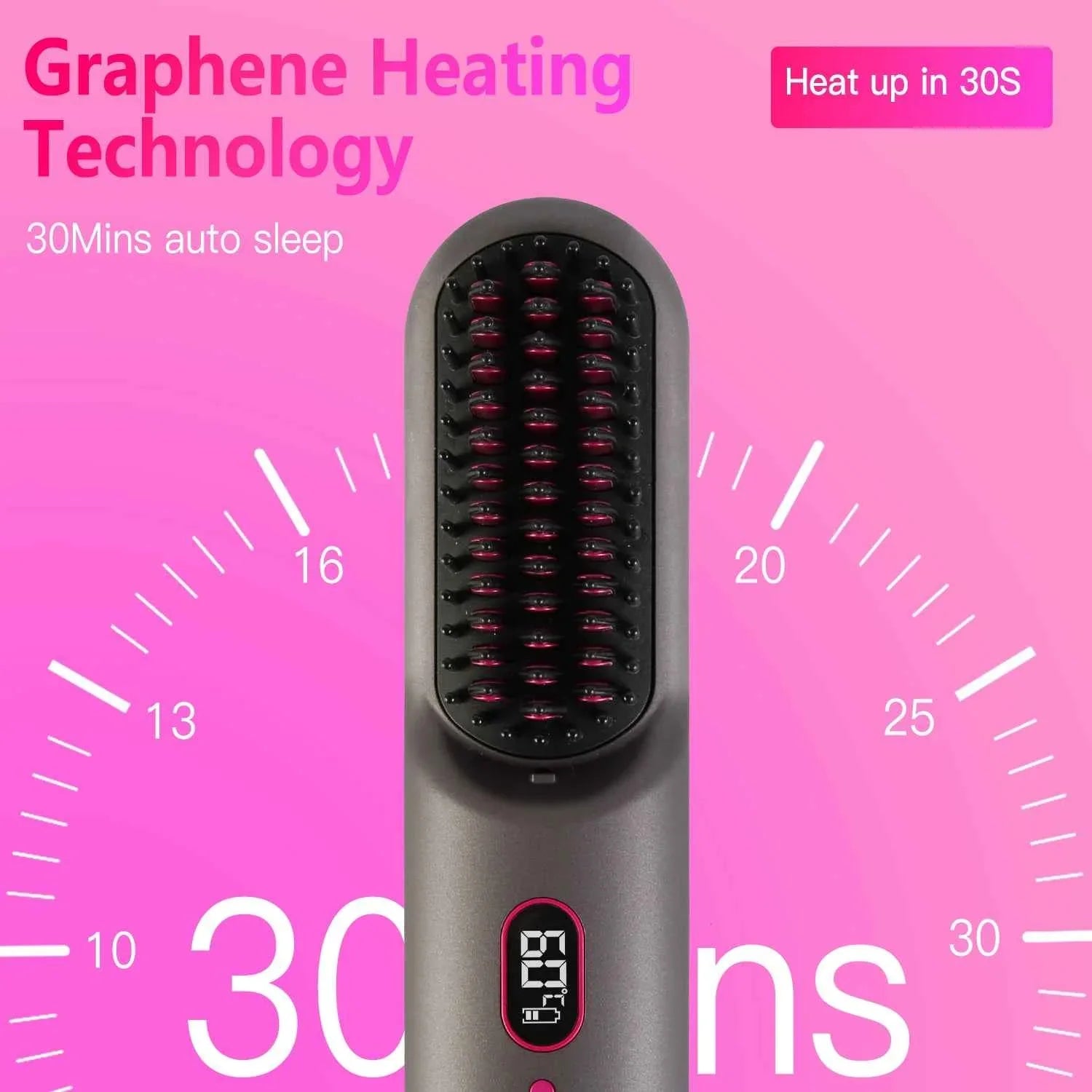 Cordless Hair Straightener Brush with 12 Heat Settings