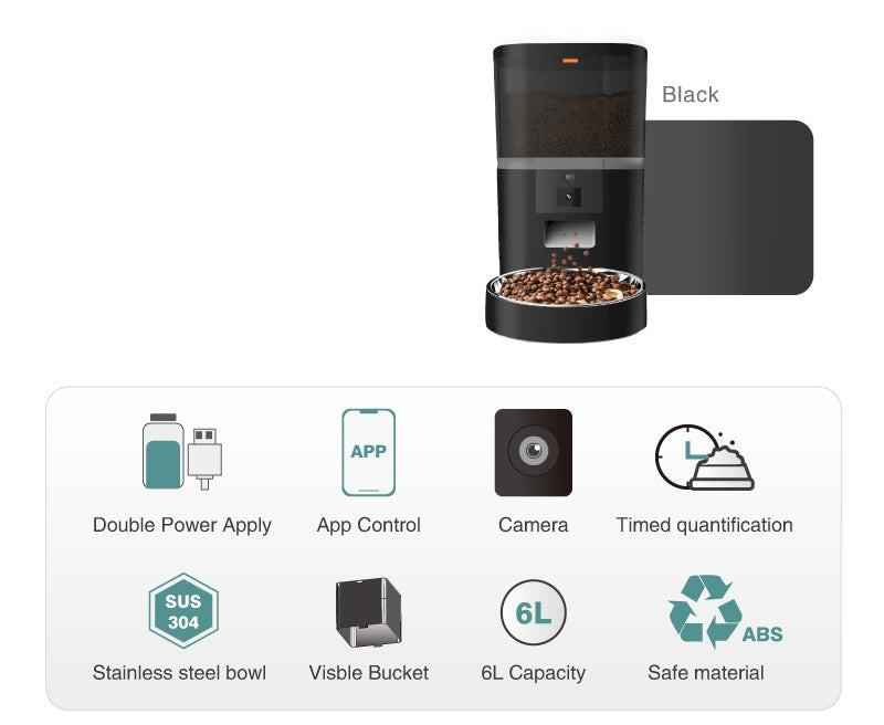Smart Automatic Pet Feeder with HD Camera — WiFi App-Controlled Dog & Cat Food Dispenser with Two-Way Audio & Video Monitoring