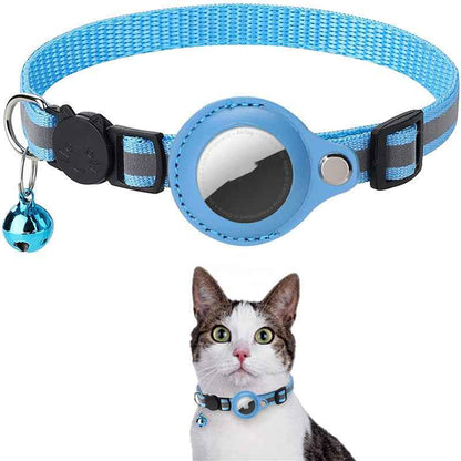 Reflective Dog & Cat Collar with AirTag Holder — Waterproof Nylon GPS Tracking Collar for Pets | Safe Night Walks
