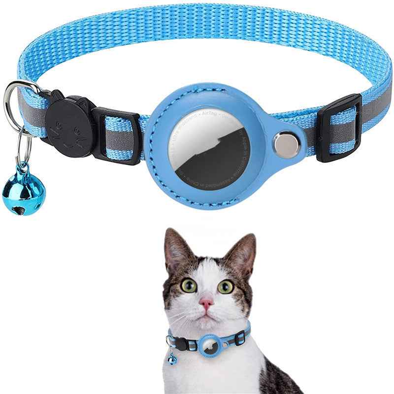Reflective Dog & Cat Collar with AirTag Holder — Waterproof Nylon GPS Tracking Collar for Pets | Safe Night Walks
