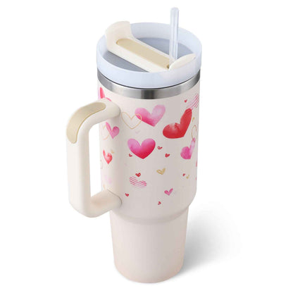 40 oz Insulated Tumbler with Handle & Straw — Stainless Steel Leak-Proof Travel Coffee Cup for Gym, Car & Office