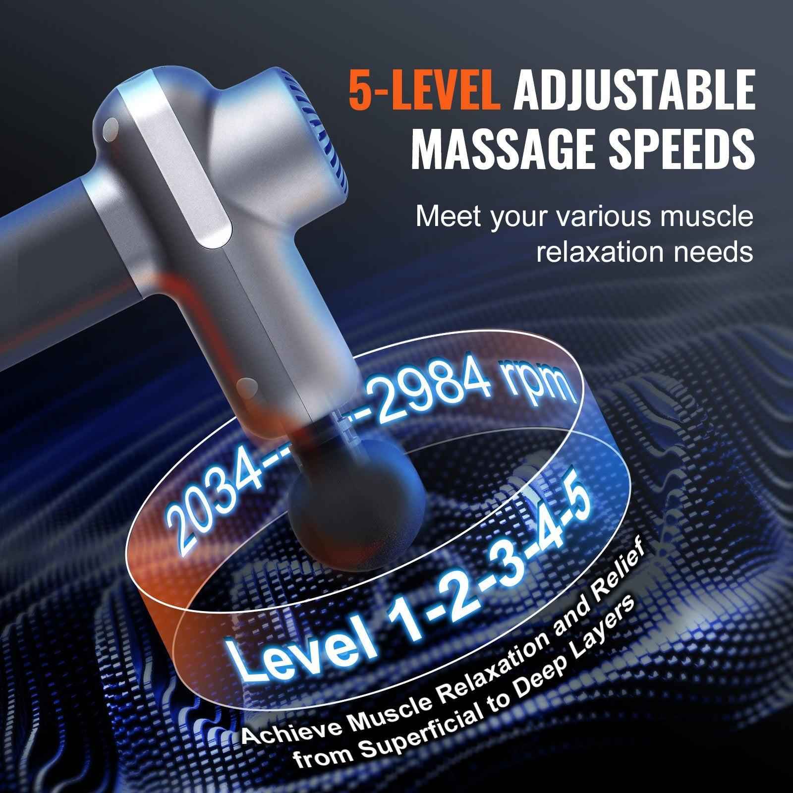 Deep Tissue Percussion Massage Gun — 5 Speeds, 6 Heads, For Athletes & Pain Relief - Health Hive