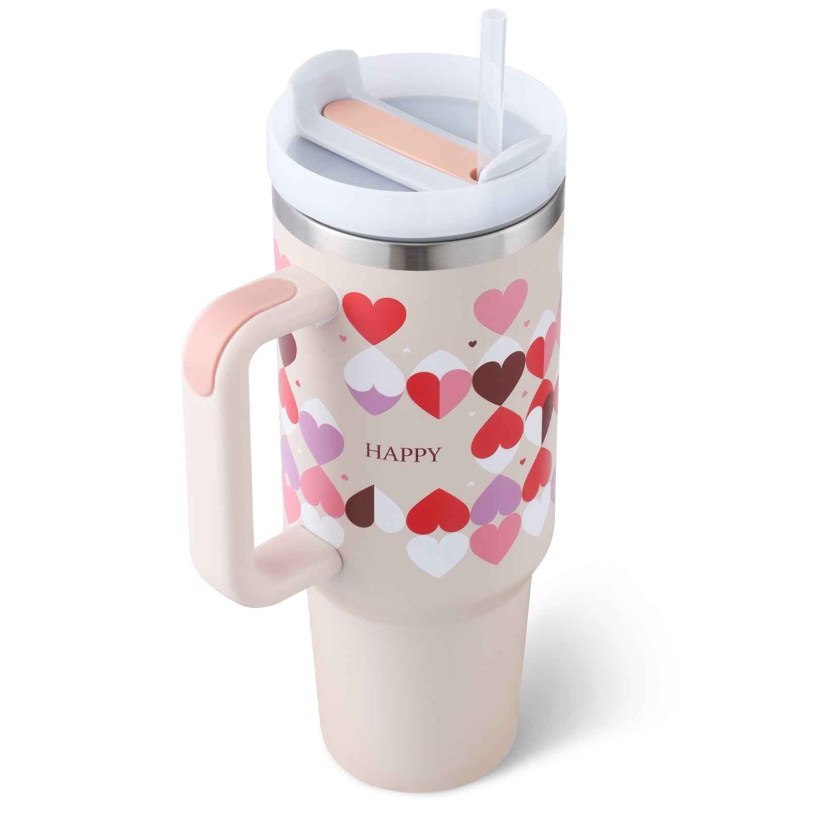 40 oz Insulated Tumbler with Handle & Straw — Stainless Steel Leak-Proof Travel Coffee Cup for Gym, Car & Office