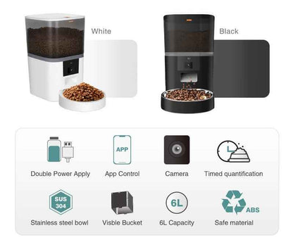 Smart Automatic Pet Feeder with HD Camera — WiFi App-Controlled Dog & Cat Food Dispenser with Two-Way Audio & Video Monitoring
