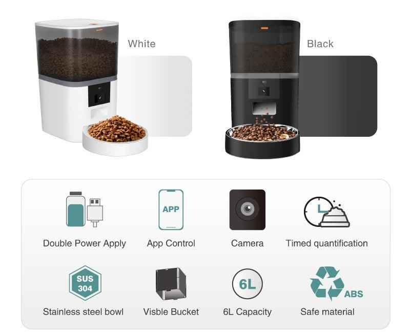 Smart Automatic Pet Feeder with HD Camera — WiFi App-Controlled Dog & Cat Food Dispenser with Two-Way Audio & Video Monitoring