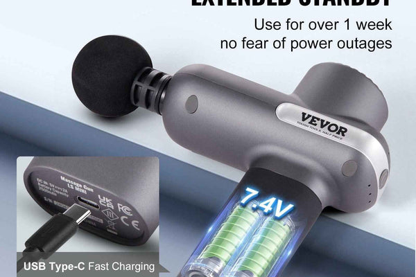 Percussion Massage Gun for Athletes - Deep Tissue & Sciatica Pain Relief with 5 Speeds & 6 Heads