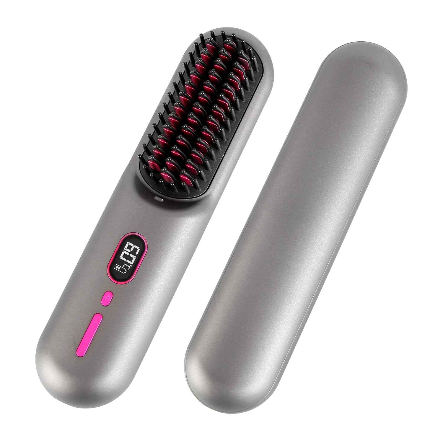 Cordless Hair Straightener Brush with 12 Heat Settings & LCD Display - Rechargeable Negative Ion Anti-Frizz Straightening Comb for Travel - Health Hive