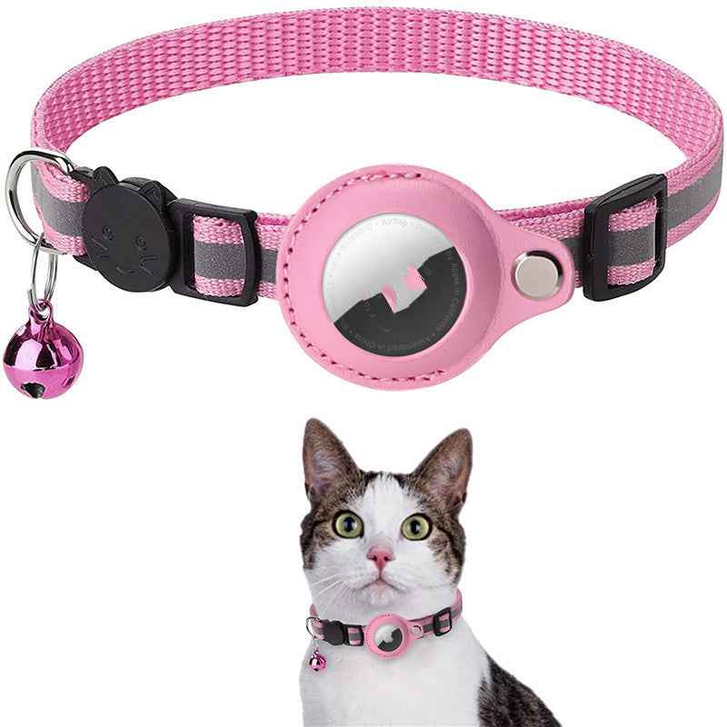 Reflective Dog & Cat Collar with AirTag Holder — Waterproof Nylon GPS Tracking Collar for Pets | Safe Night Walks
