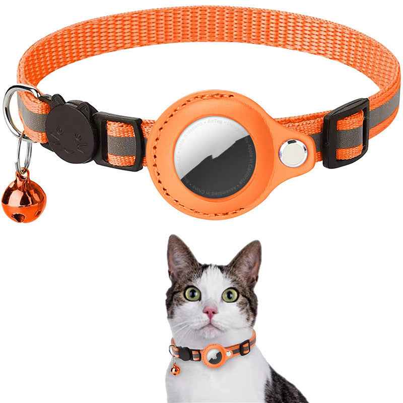 Reflective Dog & Cat Collar with AirTag Holder — Waterproof Nylon GPS Tracking Collar for Pets | Safe Night Walks