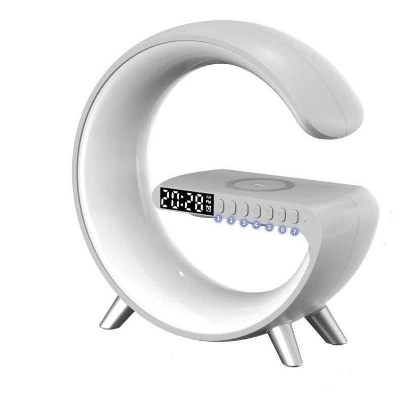 G-Shape LED Lamp with Bluetooth Speaker & Wireless Charger — RGB Atmosphere Night Light with App Control for Bedroom & Home Decor