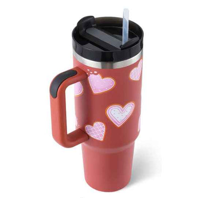 40 oz Insulated Tumbler with Handle & Straw — Stainless Steel Leak-Proof Travel Coffee Cup for Gym, Car & Office