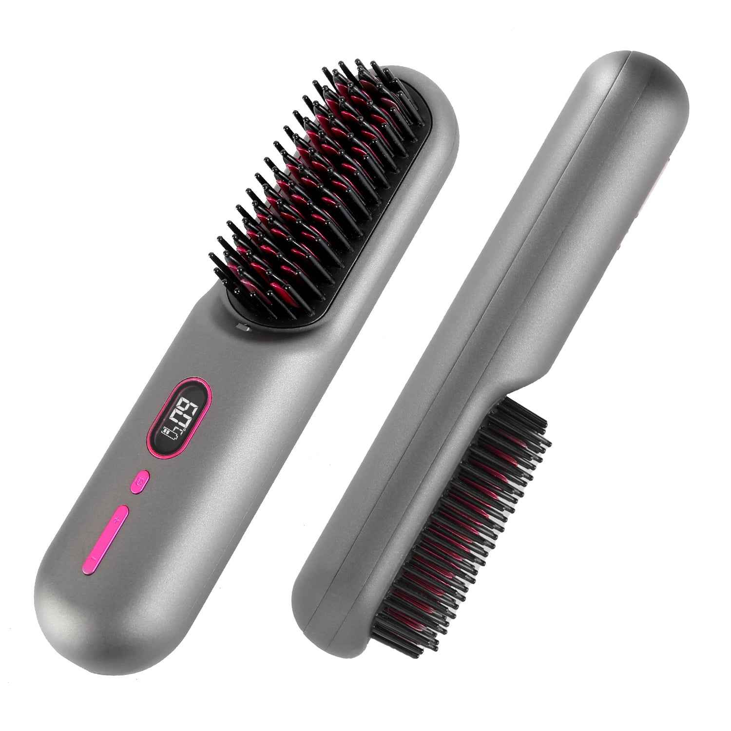 Cordless Hair Straightener Brush with 12 Heat Settings & LCD Display - Rechargeable Negative Ion Anti-Frizz Straightening Comb for Travel - Health Hive