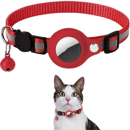 Reflective Dog & Cat Collar with AirTag Holder — Waterproof Nylon GPS Tracking Collar for Pets | Safe Night Walks