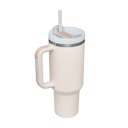 40 oz Insulated Tumbler with Handle & Straw — Stainless Steel Leak-Proof Travel Coffee Cup for Gym, Car & Office
