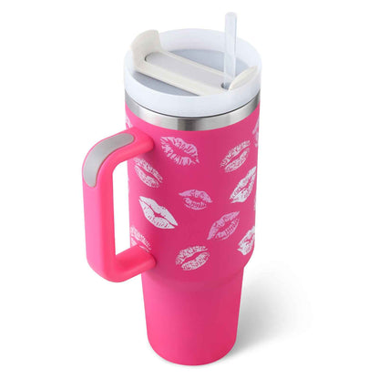 40 oz Insulated Tumbler with Handle & Straw — Stainless Steel Leak-Proof Travel Coffee Cup for Gym, Car & Office