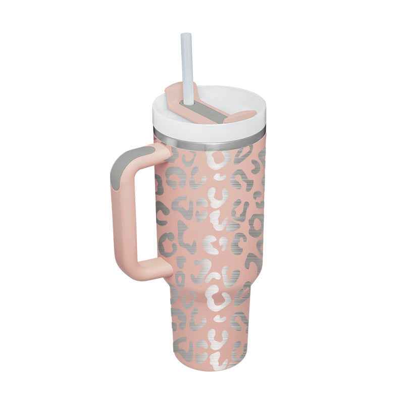 40 oz Insulated Tumbler with Handle & Straw — Stainless Steel Leak-Proof Travel Coffee Cup for Gym, Car & Office