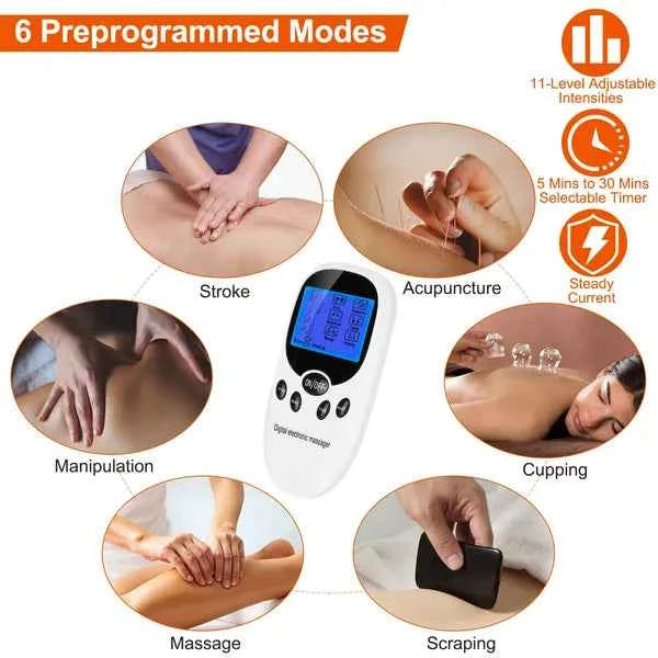TENS Unit for Back Pain & Sciatica — Dual Channel EMS Muscle Stimulator & Nerve Stimulator for Knee Pain, Chronic Pain & Drug-Free Physical Therapy | Electrode Pads Included