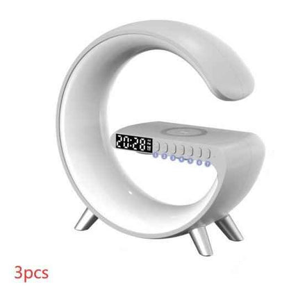 G-Shape LED Lamp with Bluetooth Speaker & Wireless Charger — RGB Atmosphere Night Light with App Control for Bedroom & Home Decor