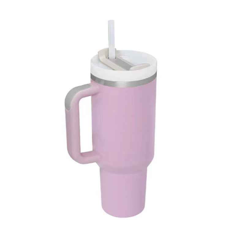 40 oz Insulated Tumbler with Handle & Straw — Stainless Steel Leak-Proof Travel Coffee Cup for Gym, Car & Office