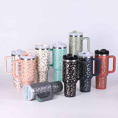 40 oz Insulated Tumbler with Handle & Straw — Stainless Steel Leak-Proof Travel Coffee Cup for Gym, Car & Office