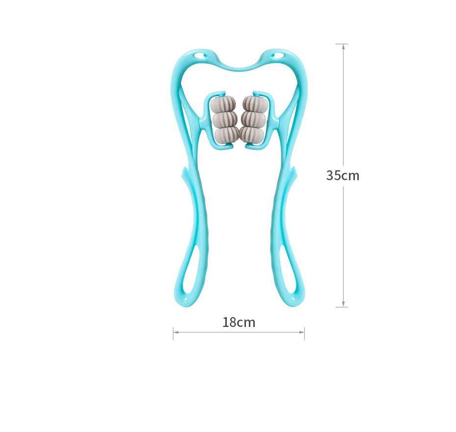 6-Wheel Manual Neck Massager Roller — Handheld Cervical Spine Pressure Relief Tool for Neck, Shoulders & Back