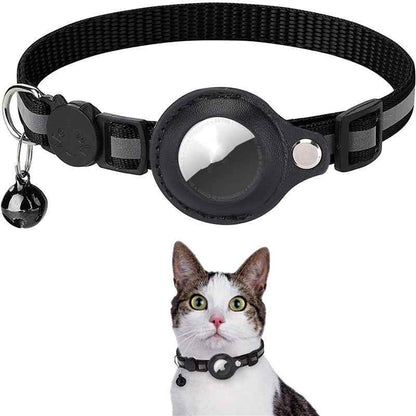 Reflective Dog & Cat Collar with AirTag Holder — Waterproof Nylon GPS Tracking Collar for Pets | Safe Night Walks