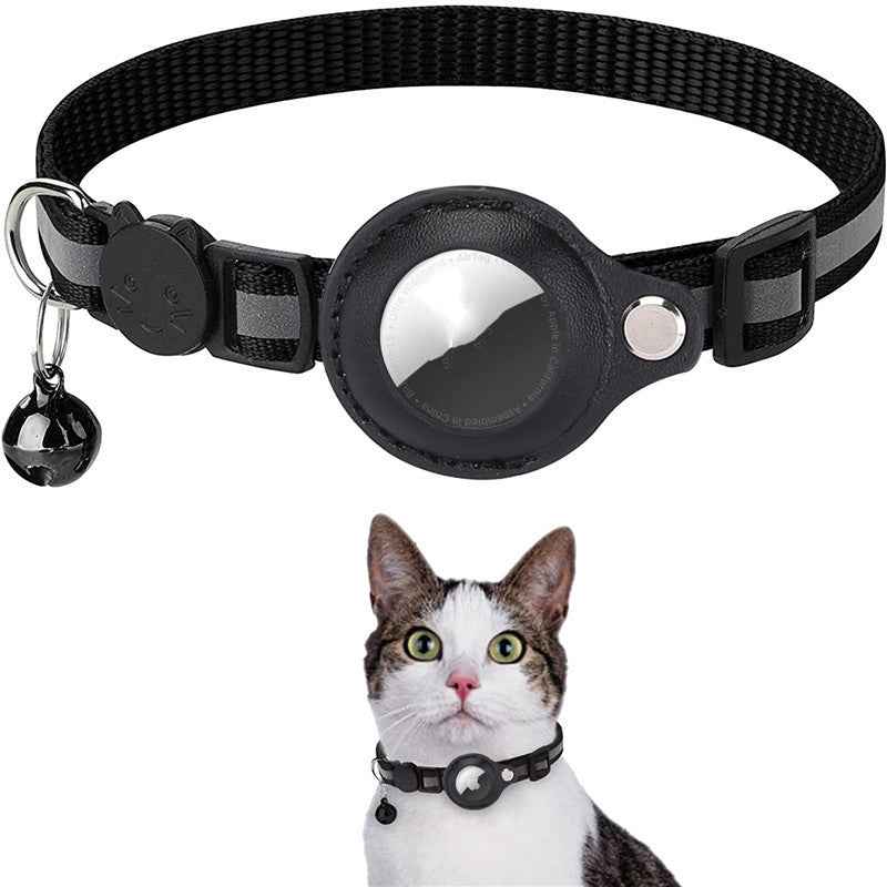 Reflective Dog & Cat Collar with AirTag Holder — Waterproof Nylon GPS Tracking Collar for Pets | Safe Night Walks