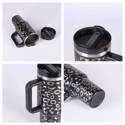 40 oz Insulated Tumbler with Handle & Straw — Stainless Steel Leak-Proof Travel Coffee Cup for Gym, Car & Office