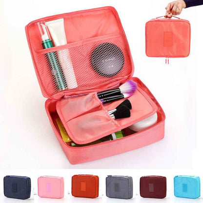 Waterproof Travel Makeup Bag — Large Capacity Cosmetic Organizer with Multi-Pocket Divider for Women