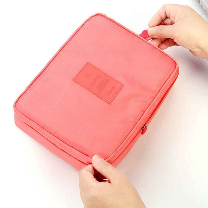 Waterproof Travel Makeup Bag — Large Capacity Cosmetic Organizer with Multi-Pocket Divider for Women