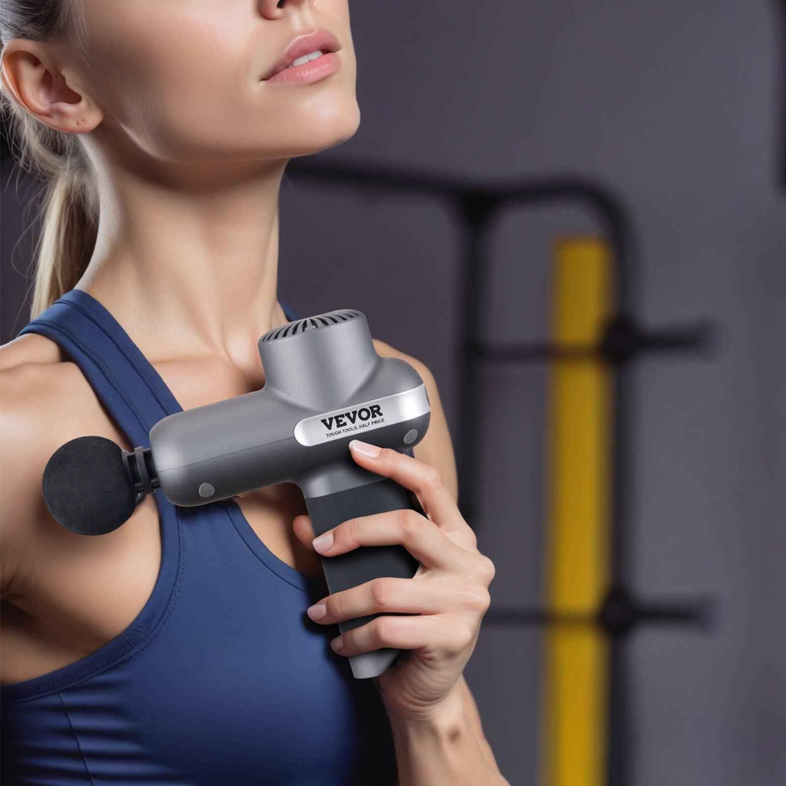 Deep Tissue Percussion Massage Gun — Quiet Handheld Fascia Gun for Muscle Recovery, Back Pain, Sciatica & Sports Relief | 5 Speeds, 6 Heads & Long Battery Life