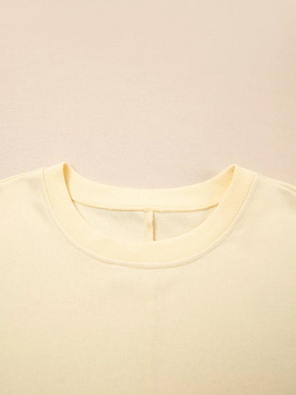 Health Hive pale yellow round neck sweatshirt with ribbed collar in a soft polyester cotton blend